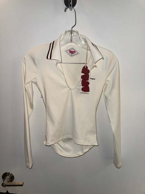 Nude Project Tops - Nude Project Grosella Off White Long Sleeve Polo Shirt Size S